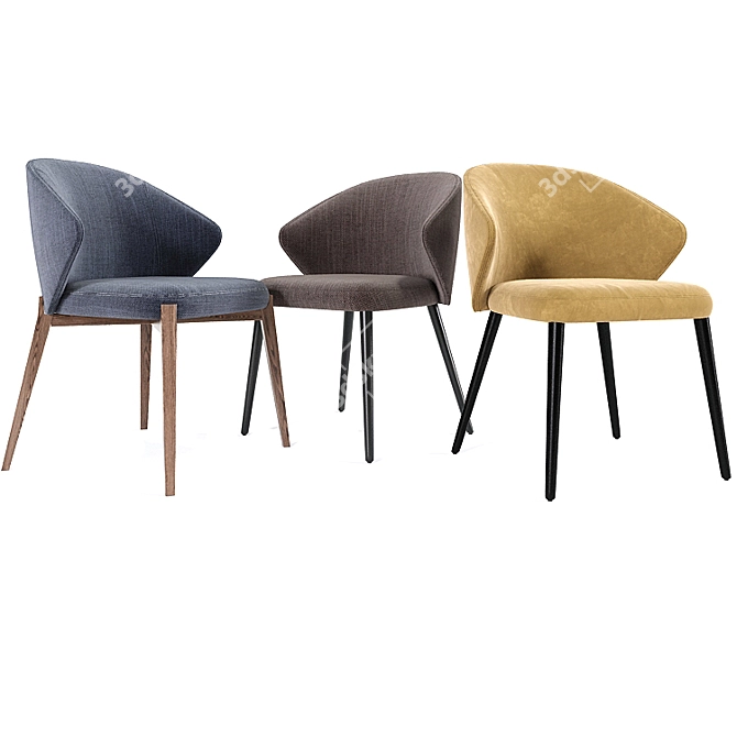 Sleek Ellen Dining Chair - Astele Set 3D model image 2