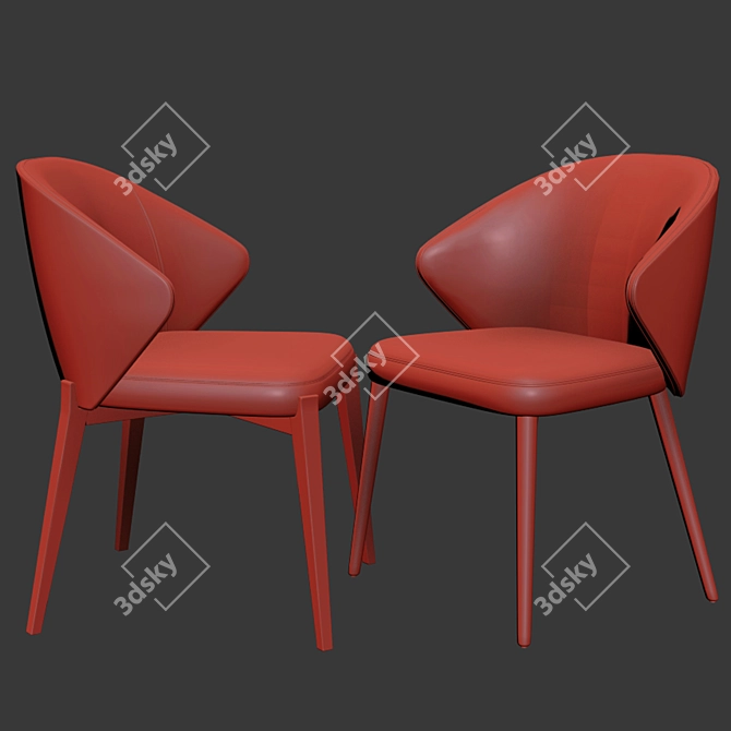 Sleek Ellen Dining Chair - Astele Set 3D model image 3