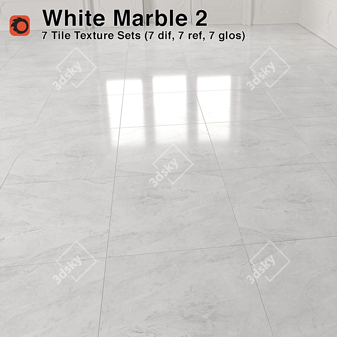 Pure White Marble Tiles 3D model image 1