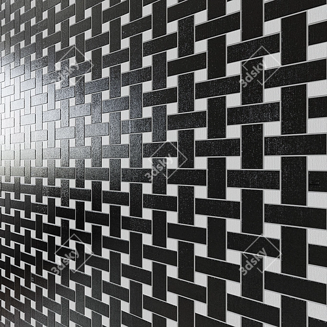 Twist B/W Porcelain Mosaico Tiles 3D model image 1