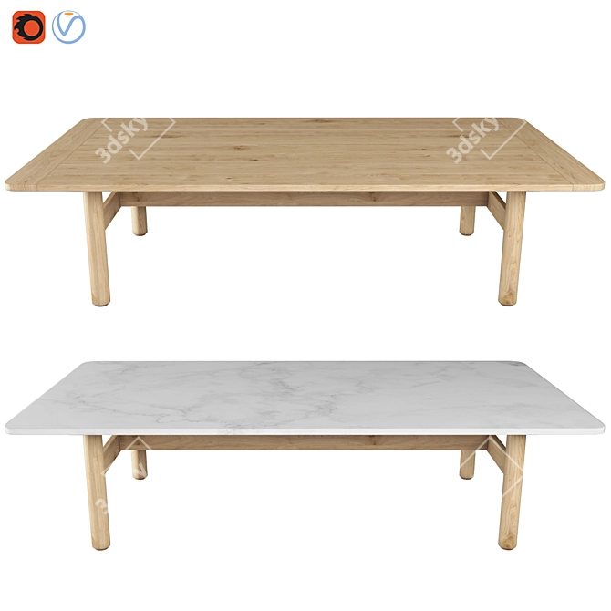 Rustic Plank Outdoor Table 3D model image 3