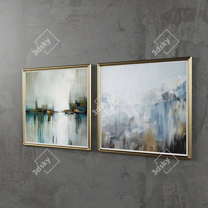 Elegant Gold Art Frame 3D model image 2