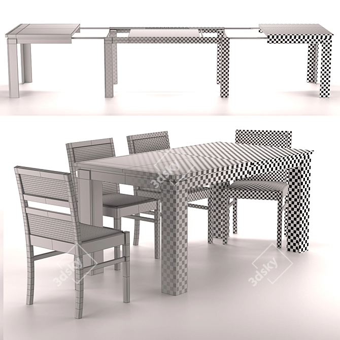 Versatile Folding Table Set: Elbridge & Chairs 3D model image 2