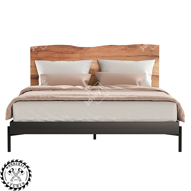 Frank Wood Bed - Crafted by WoodCraftStudio 3D model image 2