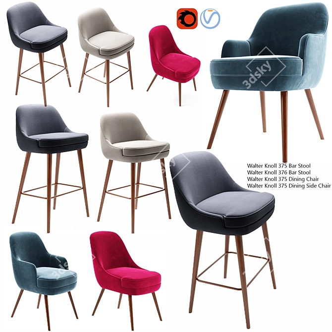 Sleek Walter Knoll Dining Set 3D model image 1