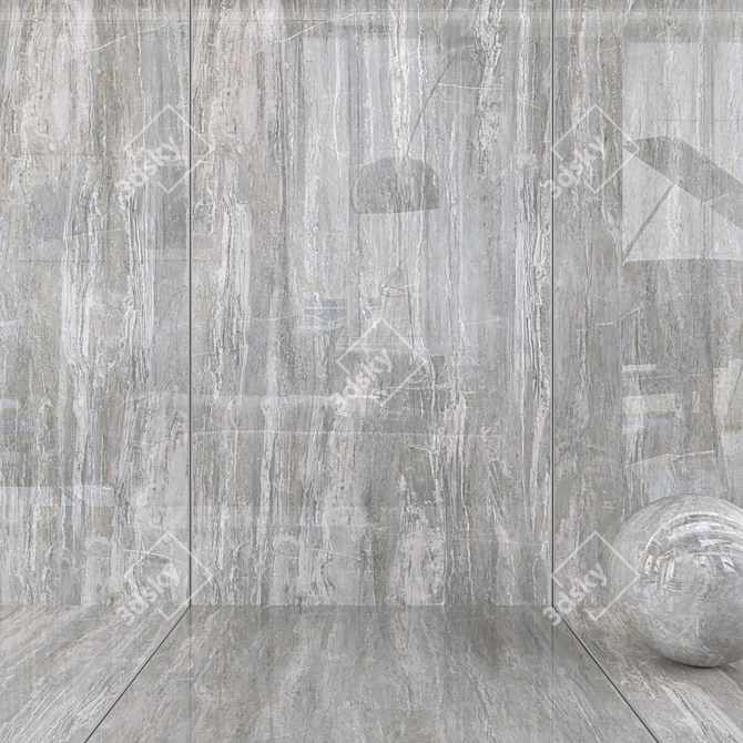 Sensi Wide Arabesque Silver: HD Multi-Texture Wall & Floor Tiles 3D model image 1
