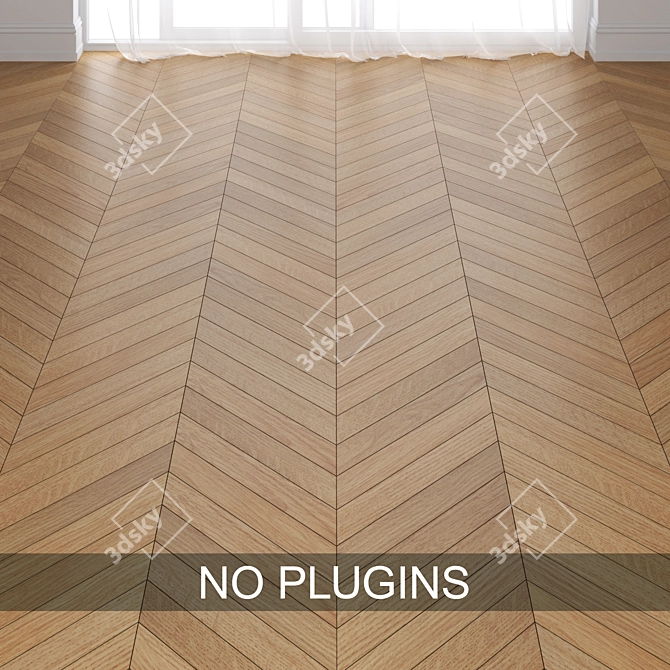 Oak Wood Parquet Tiles: Straight, Chevron, Herringbone 3D model image 1