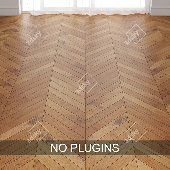 Vintage Pale Oak Parquet Tiles 3D model image 1