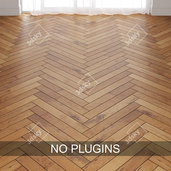 Vintage Pale Oak Parquet Tiles 3D model image 2