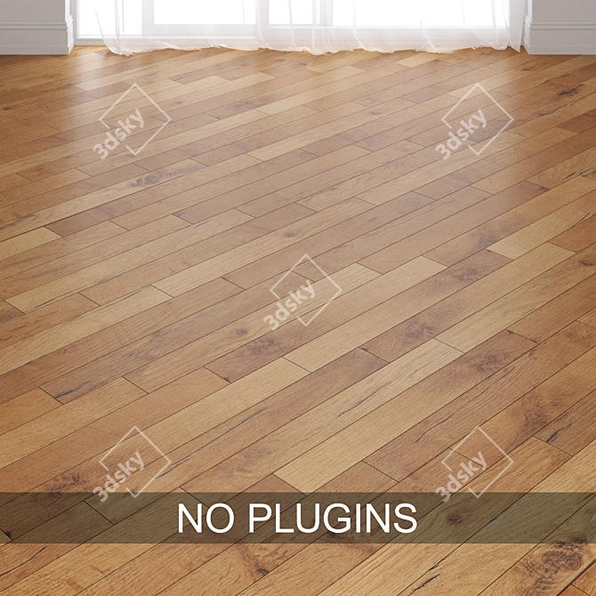 Vintage Pale Oak Parquet Tiles 3D model image 3