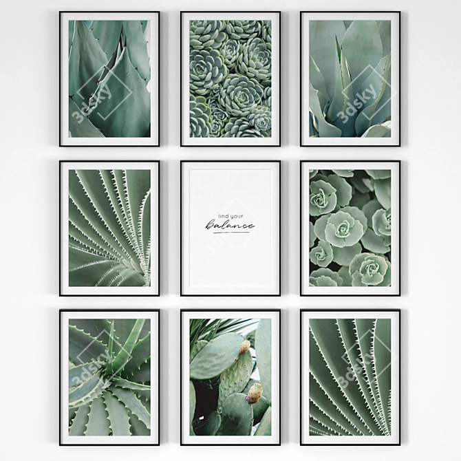 Botanical Bliss: Set of Succulent Posters 3D model image 1