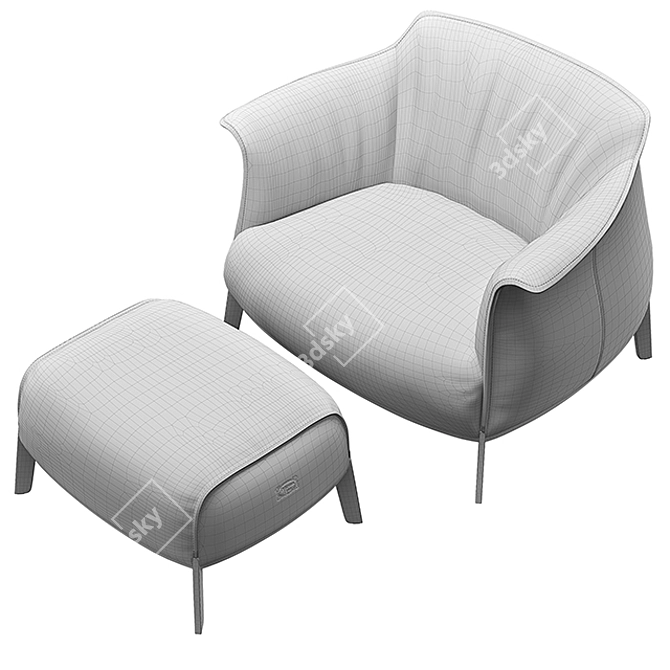 Poltrona Frau Archibald Comfort: Luxury Armchair & Puff 3D model image 3