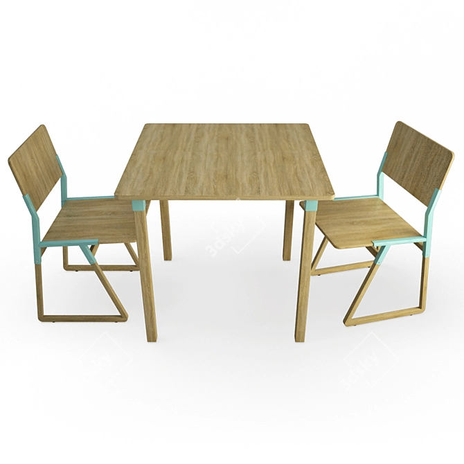  Nutcreatives Wooden Table and Chairs Set 3D model image 1