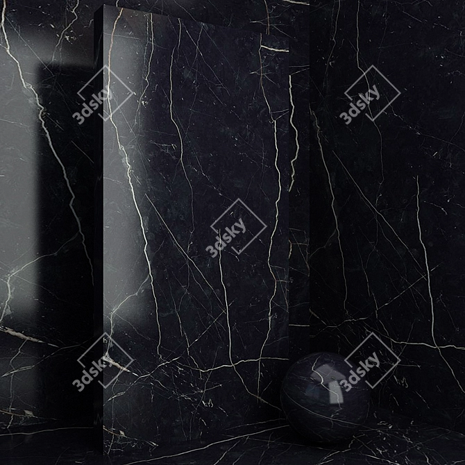 Elegant Marble Finish Tiles 3D model image 1