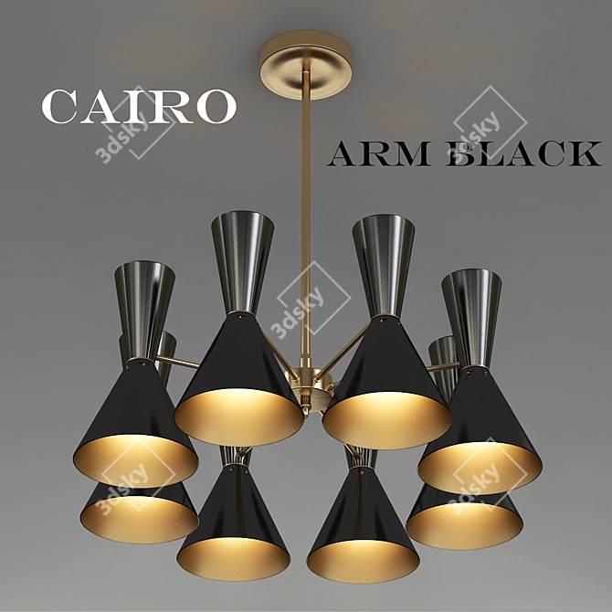 Elegant Cairo Chandelier: 8 Arm Black 3D model image 1