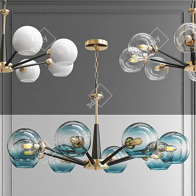 Thalia Blue Glass Chandelier 3D model image 1