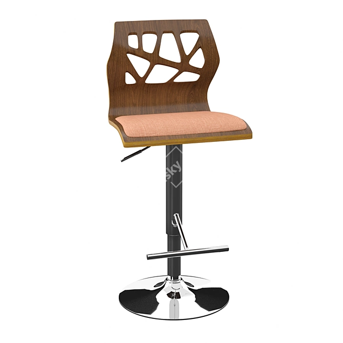 Stylish Height-Adjustable Swivel Stool 3D model image 1