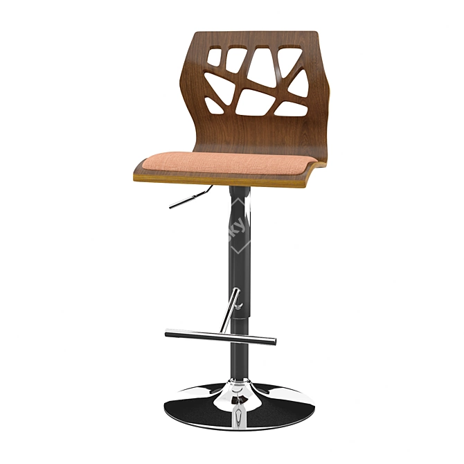 Stylish Height-Adjustable Swivel Stool 3D model image 2