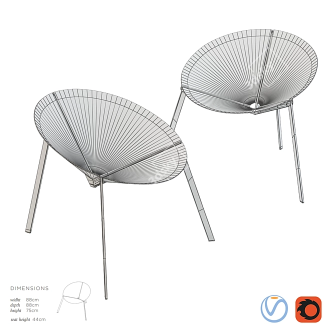 De Castelli Acapulco Chair: Elegant & Detailed Design 3D model image 2