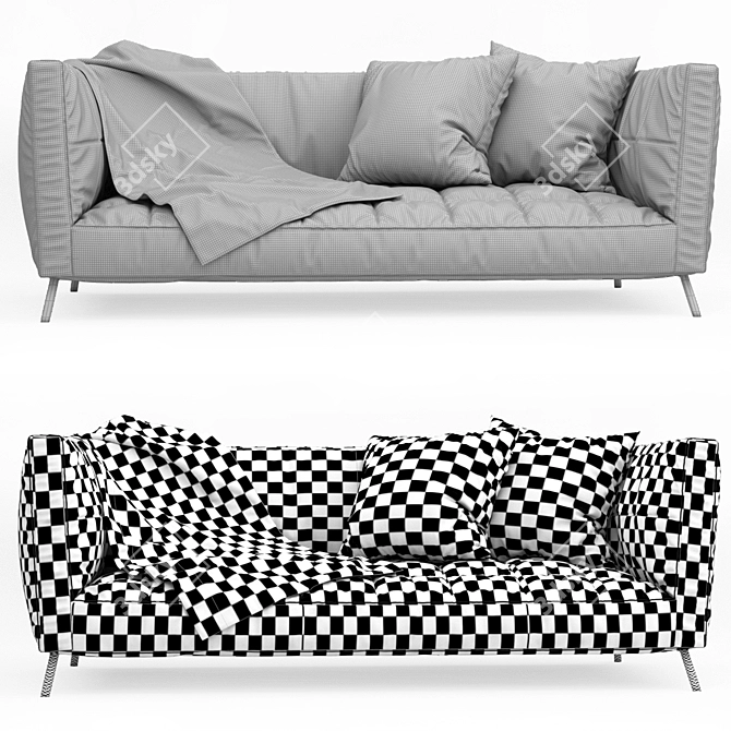 Modern Gray Leather Sofa 3D model image 3