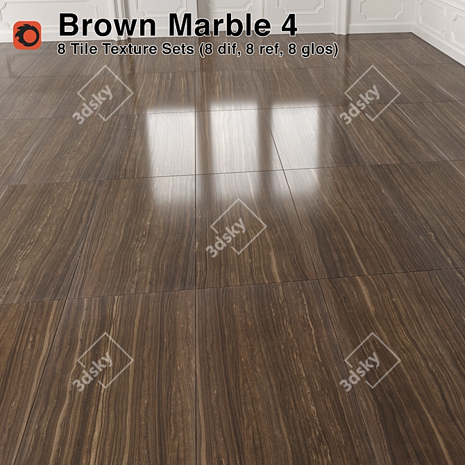 Premium Brown Marble Tiles - 4 3D model image 1