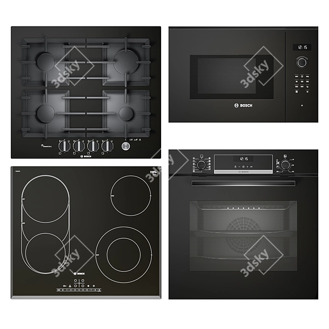 BOSCH Serie 6: Electric Cooktop, Oven, Microwave, Gas Cooktop 3D model image 1