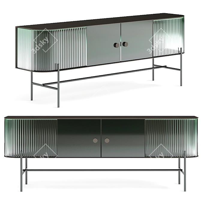  Green Glass Modern Sideboard 3D model image 1