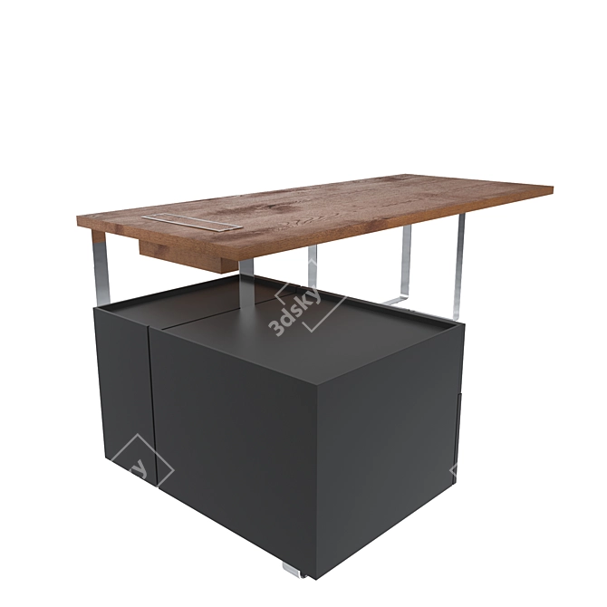 Modern Style Desk, 2445x1500x750mm 3D model image 2