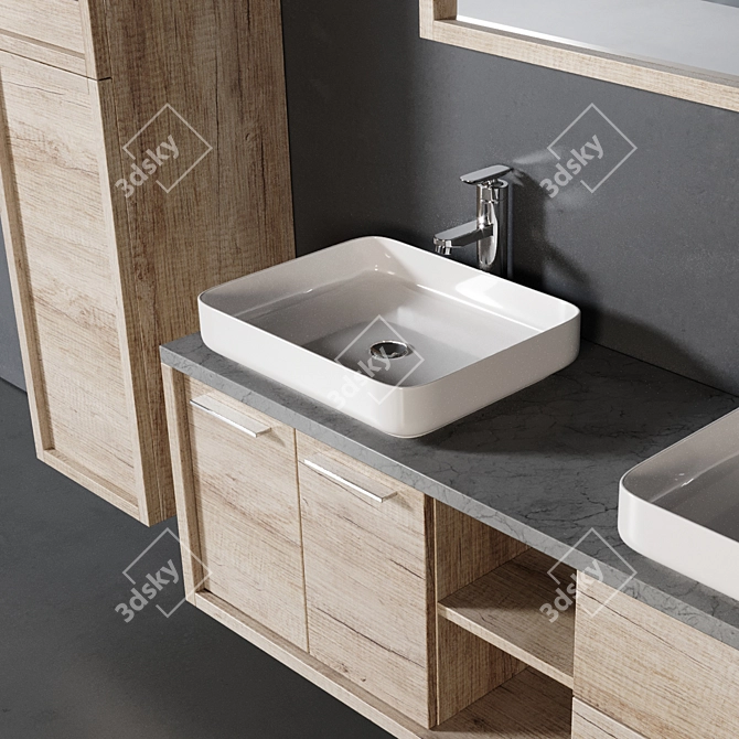 Vermont Bathroom Furniture Set - Modern, Textured Design 3D model image 2