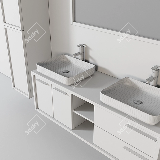 Vermont Bathroom Furniture Set - Modern, Textured Design 3D model image 3