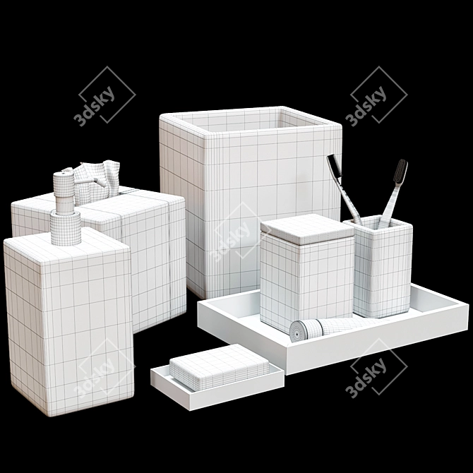 Elegant Bathroom Accessory Set 3D model image 3