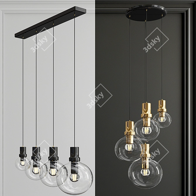 Sleek Glass Ball Pendant Light 3D model image 1