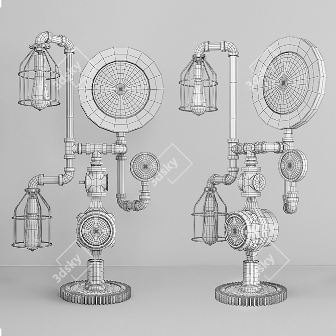 Steampunk Industrial Desk Lamp 3D model image 3