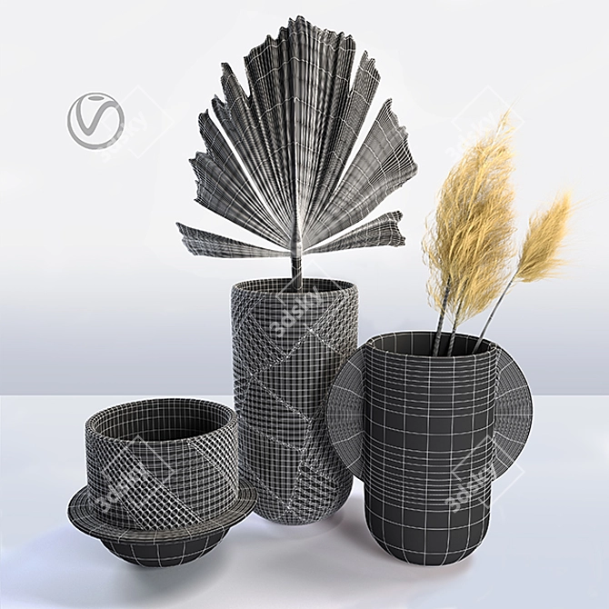 Handcrafted Anthropologie Ceramic Vase Set 3D model image 2