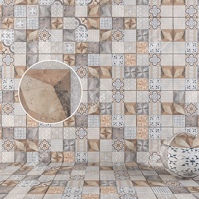 HD Multi-Texture Wall & Floor Tiles 3D model image 1