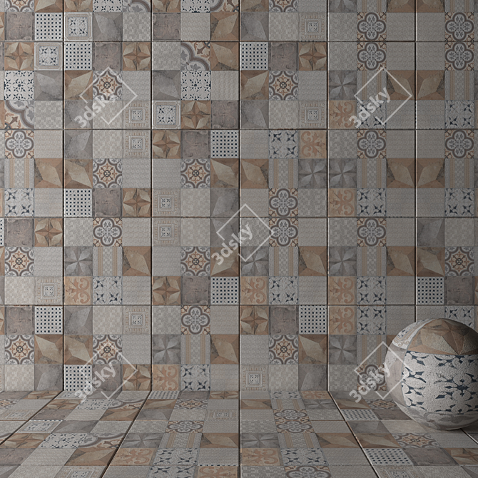 HD Multi-Texture Wall & Floor Tiles 3D model image 2