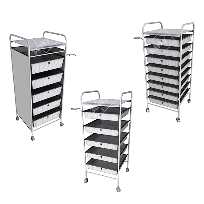 Stylish Hairdressing Trolley Set 3D model image 2