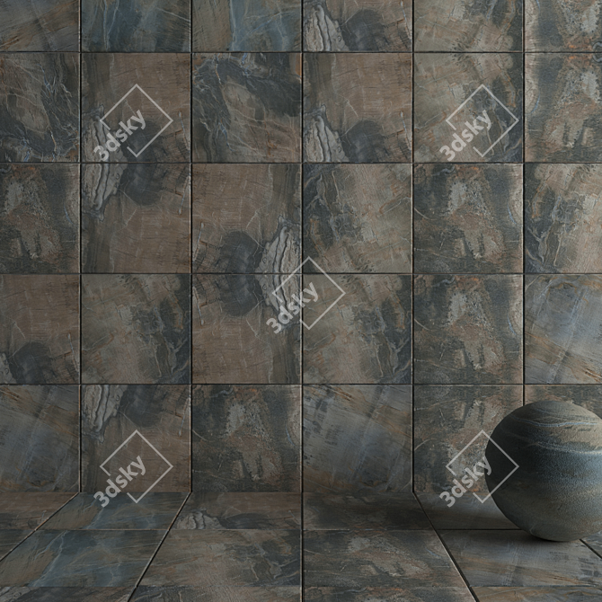 Blue Fossil Wall Tiles | HD 60x60 | Multi-Texture 3D model image 3