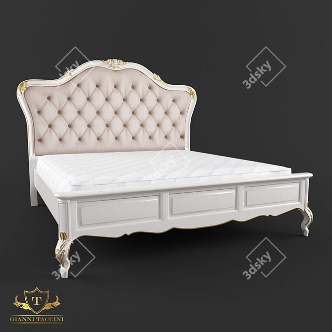 Title: Elegant "Domenik" Bed: Classic Style & Impeccable Quality 3D model image 1