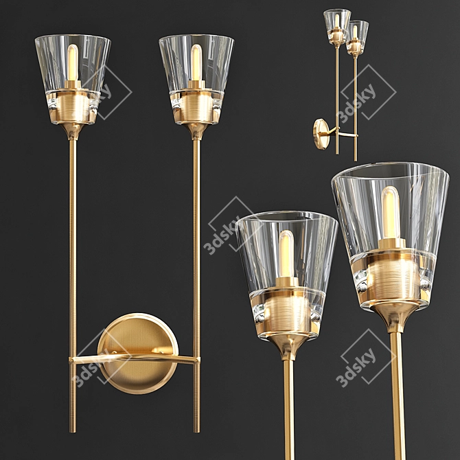 Art Deco Double Wall Lamp 3D model image 3