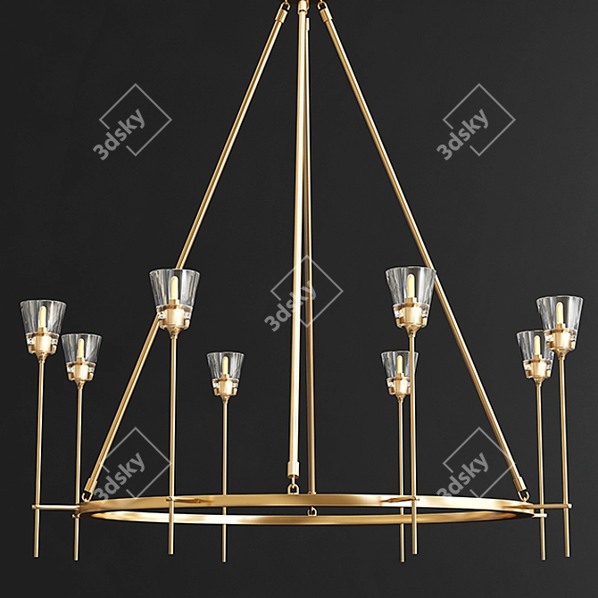 Modern Glass Torch Round Chandelier 3D model image 1