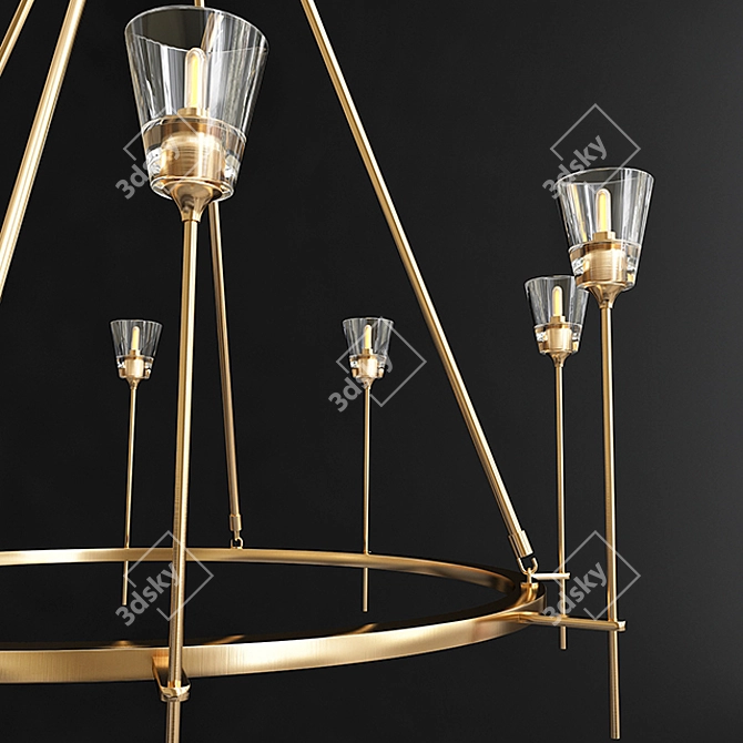 Modern Glass Torch Round Chandelier 3D model image 2