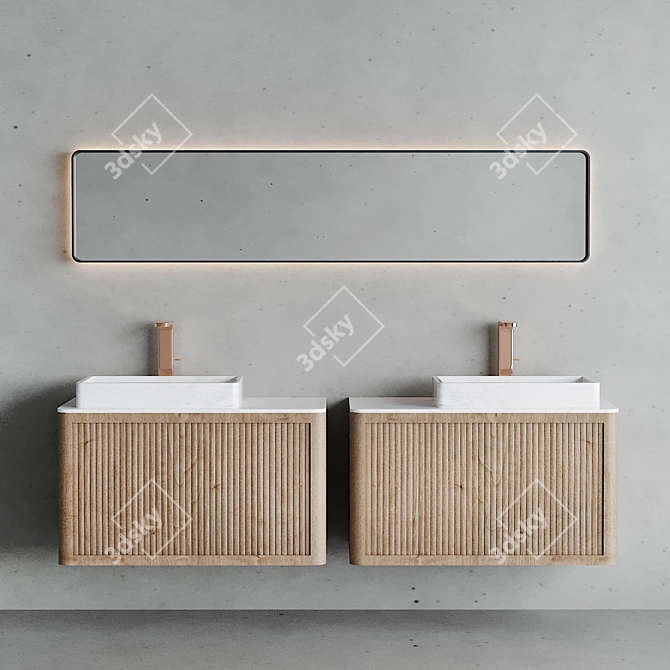 Vintage Blinds Roble Alba Bathroom Set 3D model image 1