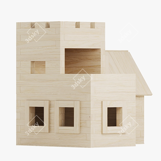 Wooden Fort Construction Set 3D model image 1