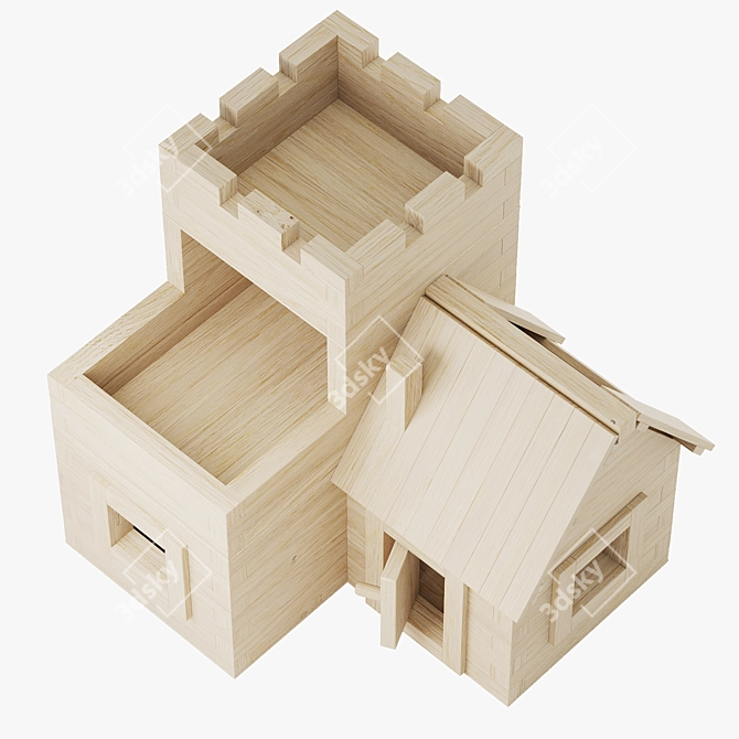 Wooden Fort Construction Set 3D model image 2