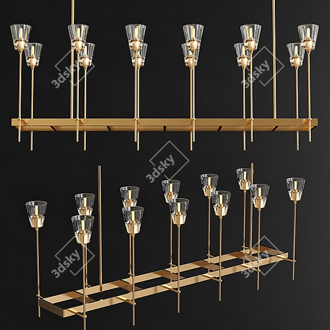 Modern Glass Torch Linear Chandelier 3D model image 1