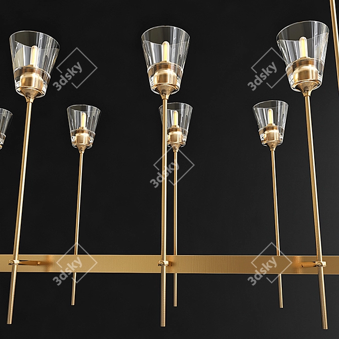 Modern Glass Torch Linear Chandelier 3D model image 2