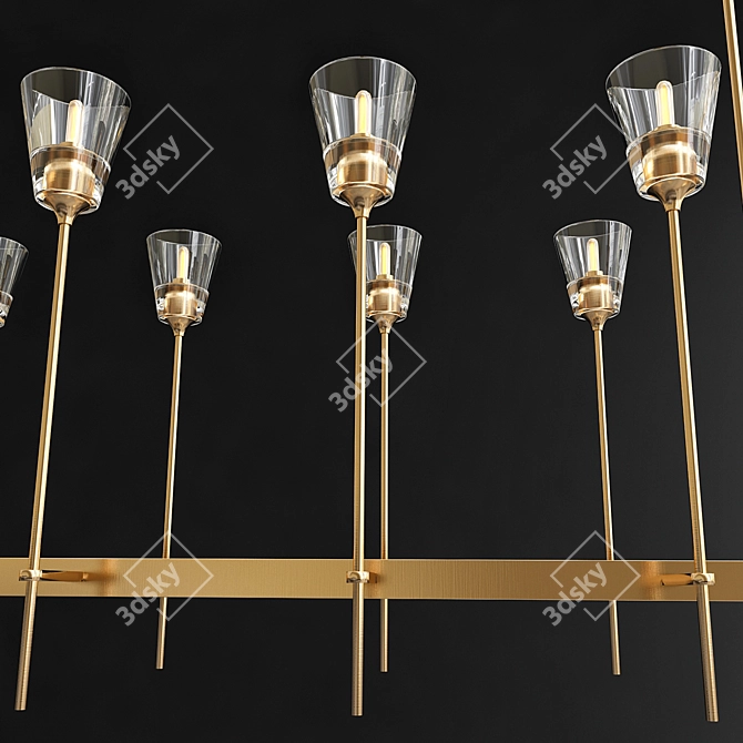 Modern Glass Torch Linear Chandelier 3D model image 5