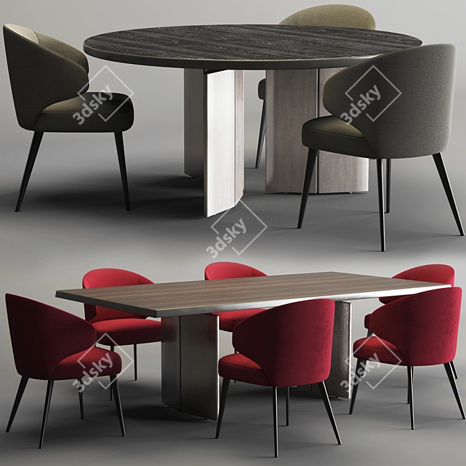 Sleek Minotti Set: Morgan Table & Aston Chair 3D model image 1