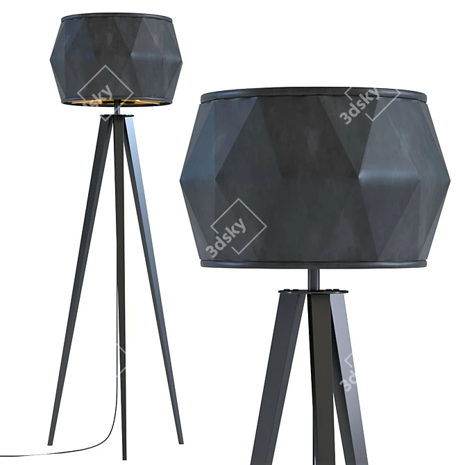 Modern Black Tripod Floor Lamp 3D model image 1